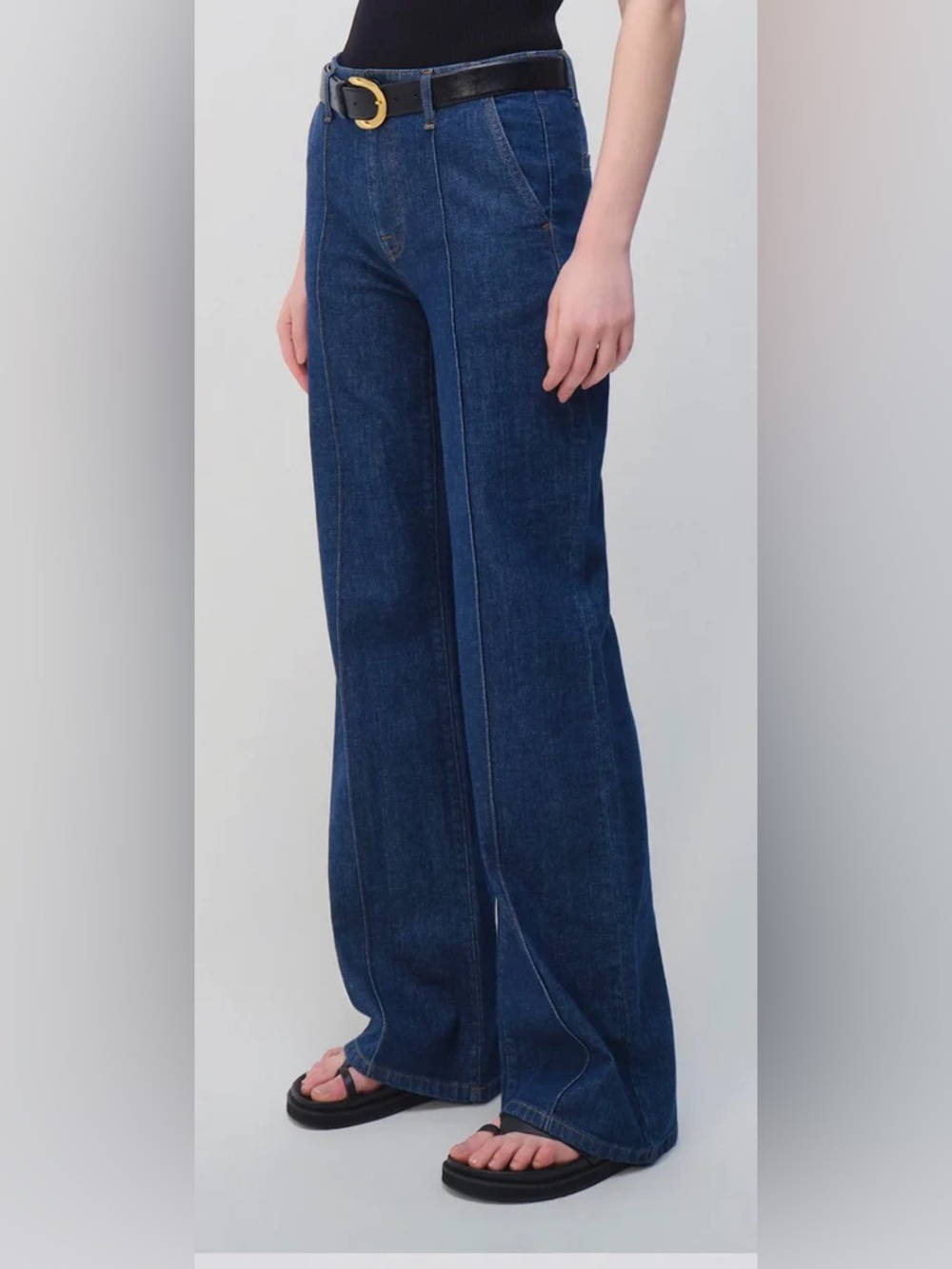 NWOT SIMKHAI Tailored Wide Leg Flare Dark Wash Denim Ansel Blue Jeans Sz 27